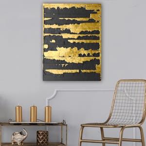 Tableau abstrait noir et or – style contemporain